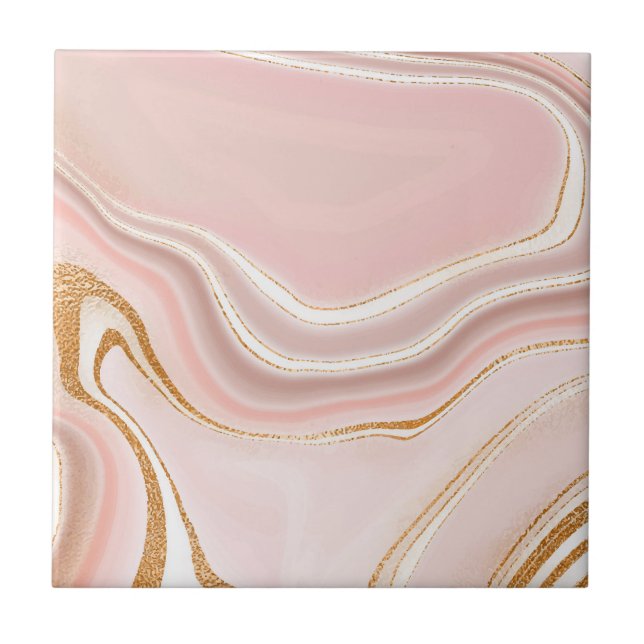 Carreau Jolie conception de marbre rose clair or (Devant)