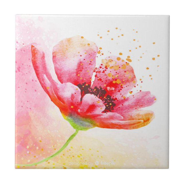 Carreau Jolie Fleur Rouge Jardin Or Faits saillants Art (Devant)