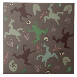 Carreau Jolie grenouille verte Botanique Art Carrelage cér