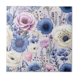 Carreau Jolie Lavande Bleue Fleurs Design Floral