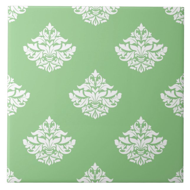 Carreau Jolie sauge vert victorien motif floral cuisine (Devant)