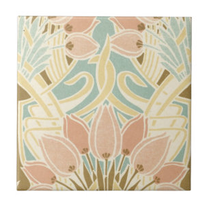 Carreau jolie tulipe motif floral art nouveau