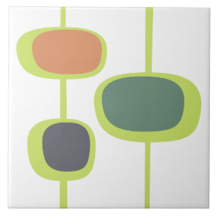 Carreau Jolies couleurs Mid siècle moderne vert abstrait