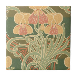 Carreau jolies fleurs orange design art nouveau