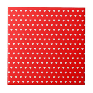 Carreau Jolis cœurs blancs rouges Mignon Saint-Valentin Am