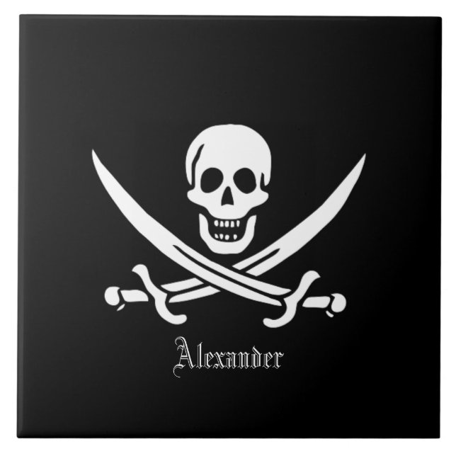 Carreau Jolly roger du Drapeau pirate et des épées croisée (Devant)