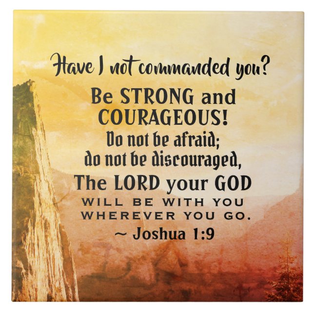 Carreau Joshua 1:9 Be Strong and Courageous, Bible Versets (Devant)