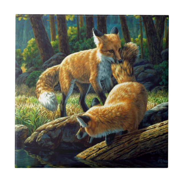 Carreau Jouer de mignons Pups Red Fox (Devant)