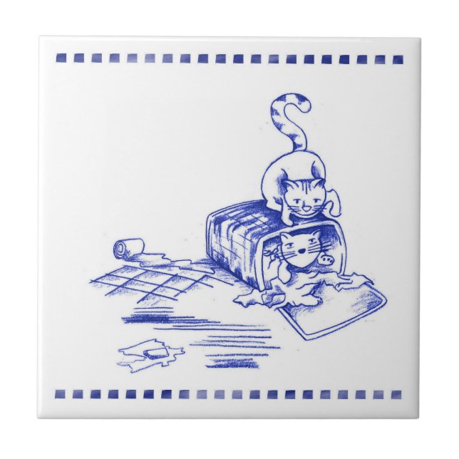 Carreau Jouer Hamper Kitty Chats Salle de bain Toile Look (Devant)