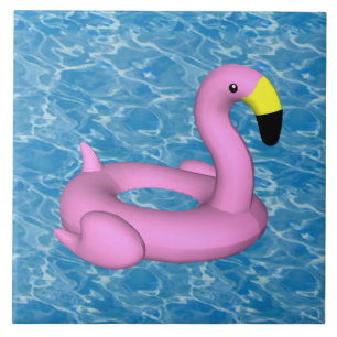Carreau jouet de Flamant rose sur l'eau bleue