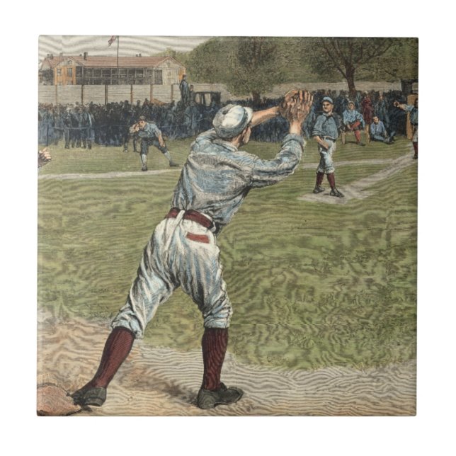 Carreau Joueur de baseball lancé à la deuxième base (Devant)