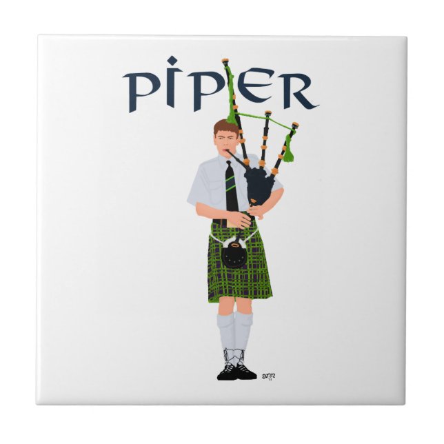 Carreau Joueur de cornemuse - Kilt vert (Devant)