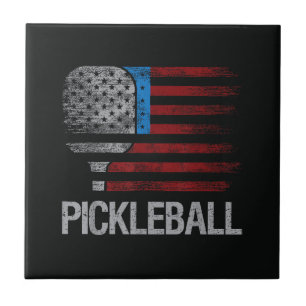 Carreau Joueur de pickleball amateur de paddleball drapeau