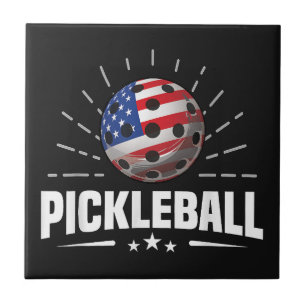 Carreau Joueur de pickleball avec drapeau américain