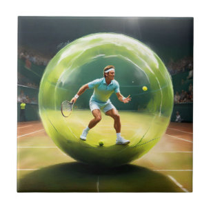 Carreau Joueur De Tennis Ball Sur Court,