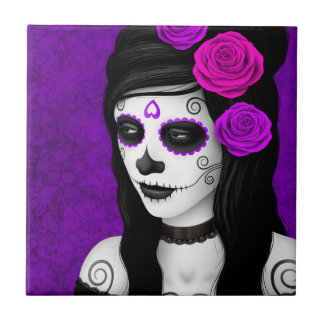Carreau Jour de la fille morte avec les roses pourpres