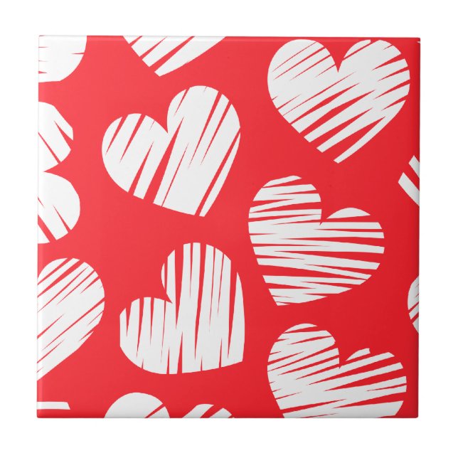Carreau Jour de la Saint-Valentin, le coeur griffé moderne (Devant)