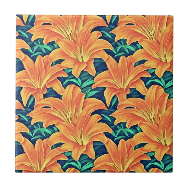 Carreau Jour d'Orange avec des Feuilles verts (Devant)