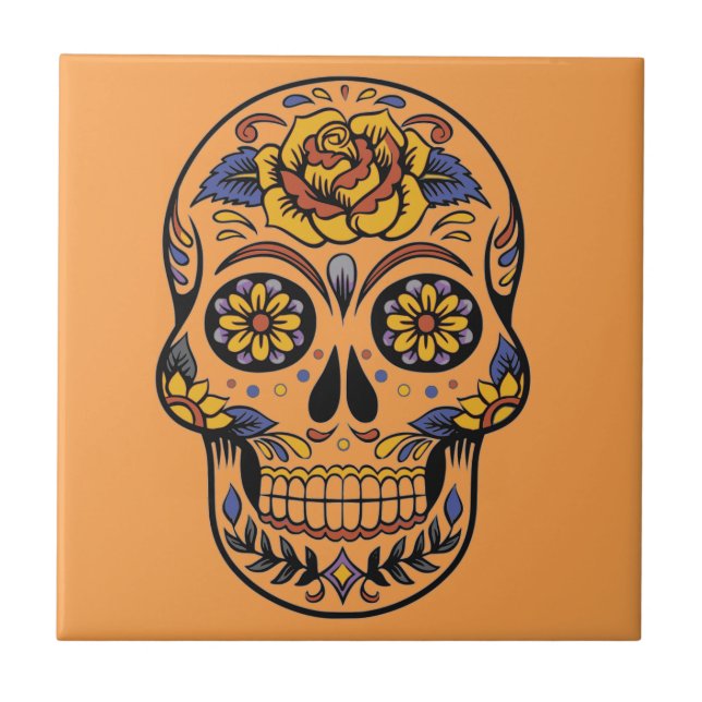 Carreau jour du crâne mexicain des morts (Devant)