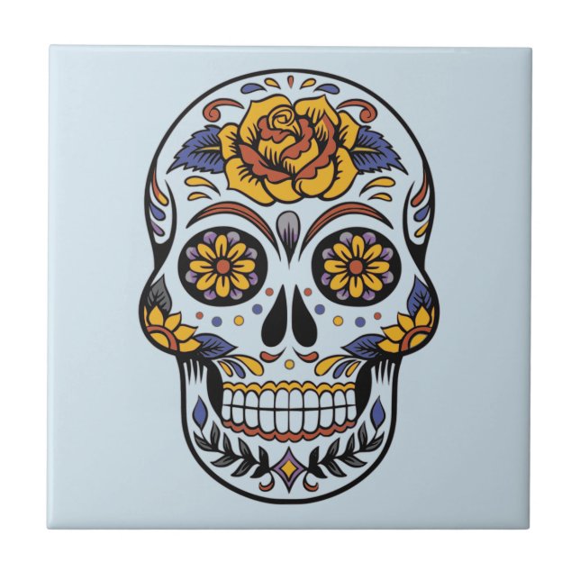 Carreau Journée Rose du crâne de sucre mexicain des morts (Devant)