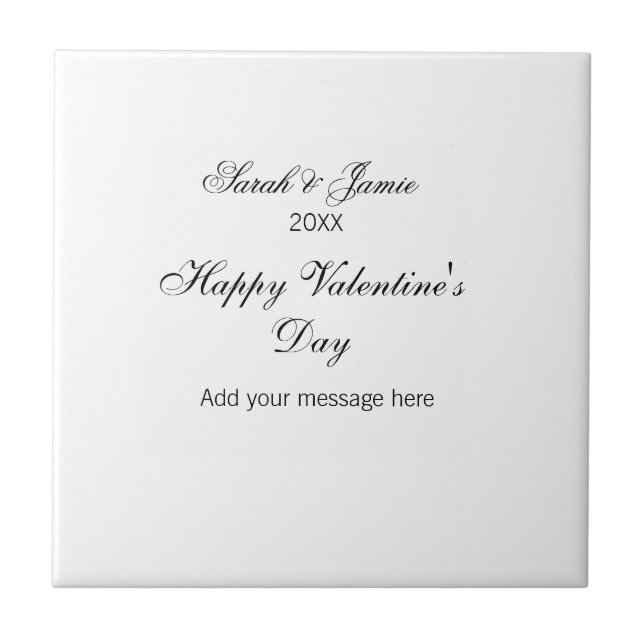 Carreau Joyeuse Saint-Valentin nom date message simple ele (Devant)