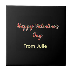 Carreau Joyeuse Saint-Valentin rouge noir de nom stylé 