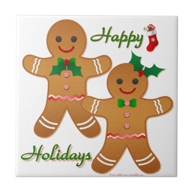 Carreau Joyeuses vacances Gingerbread Homme garçon fille (Devant)