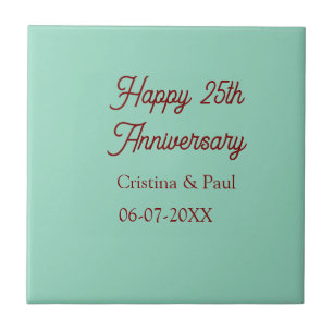 Carreau Joyeux 25e anniversaire vert mauve pastel boho rét