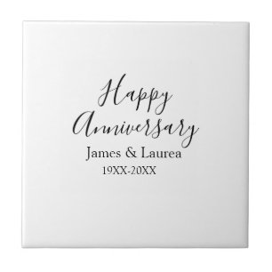 Carreau Joyeux anniversaire mariage nom date année simple
