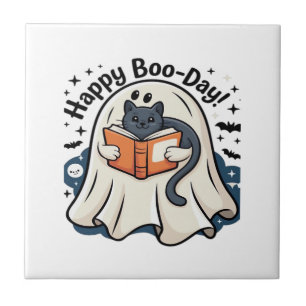 Carreau Joyeux Boo-Day Fantôme Chat PNG - Drôle Épouvantab