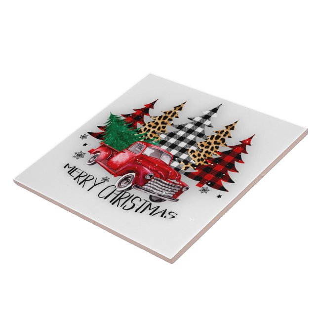 Carreau Joyeux camion de Noël et arbres (Côté)