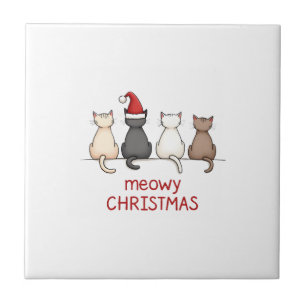 Carreau Joyeux Catmas Chat Noël Mignon Chatons Chats Père