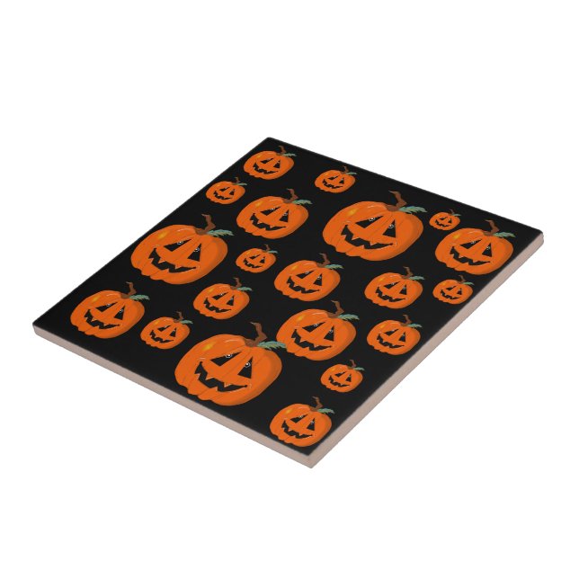 Carreau Joyeux Halloween Jack O Lantern Art Illustratif (Côté)