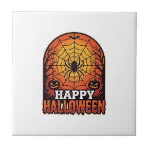 Carreau Joyeux Halloween Toile d'araignée Design de gravur
