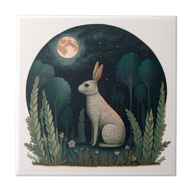 Carreau Joyeux lapin au clair de lune (Devant)