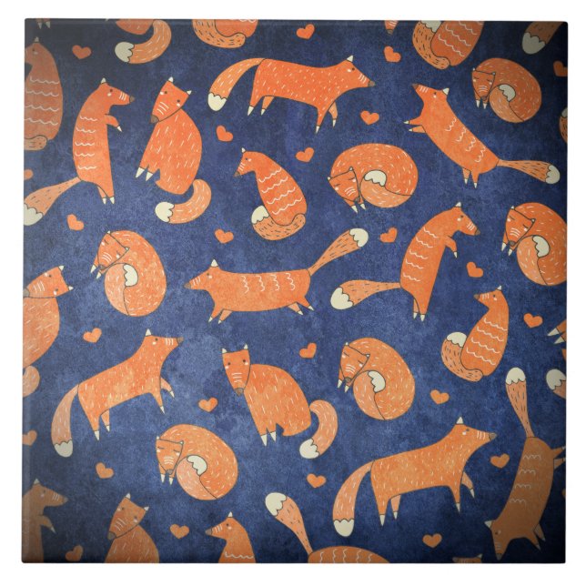 Carreau Joyeux motif de renard animal (Devant)