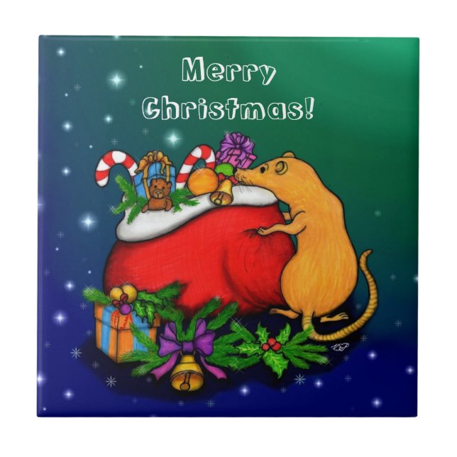 Carreau Joyeux Noël avec Rat Prince (Devant)