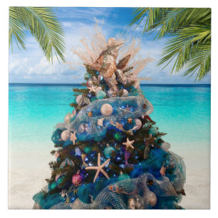 Carreau Joyeux Noël côtier Plage tropicale Holiday Tree