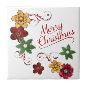 Carreau Joyeux Noël Flower Swirl