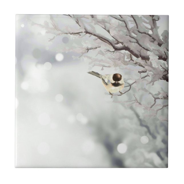 Carreau Joyeux Noël Frost Oiseau traditionnel (Devant)