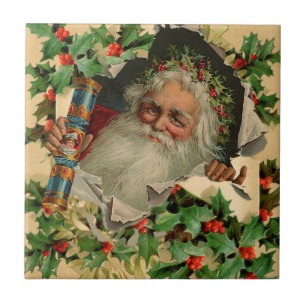 Carreau Joyeux Noël Père Noël Holly