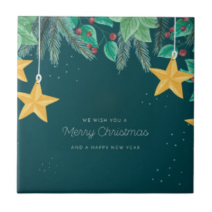 Carreau Joyeux Noël vert et une bonne bannière du Nouvel A