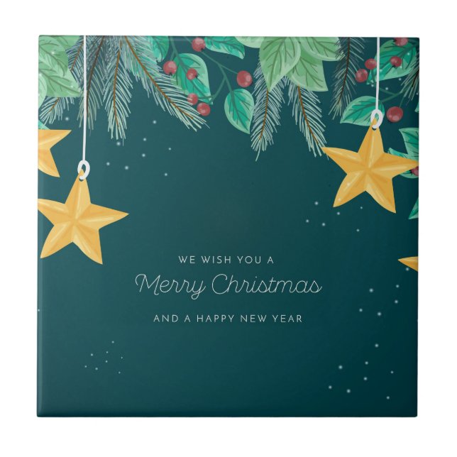Carreau Joyeux Noël vert et une bonne bannière du Nouvel A (Devant)