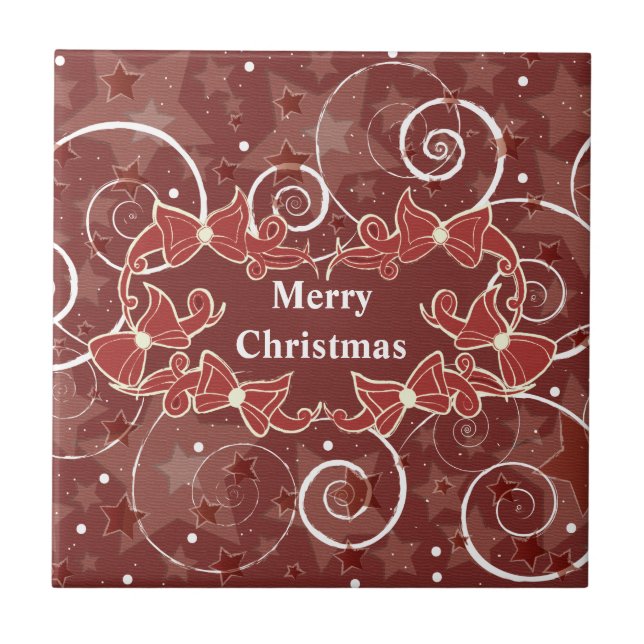 Carreau Joyeux voeux de Noël avec arcs et étoiles (Devant)