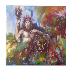 Carreau JUPITER ET LION, rouge blanc brun