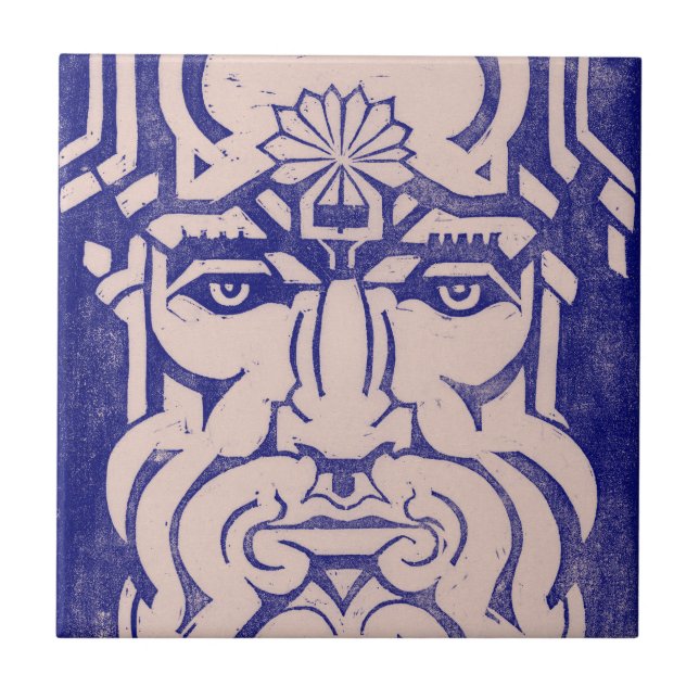 Carreau Jupiter Zeus Roi des Dieux Mythologie grecque Bleu (Devant)