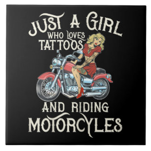 Carreau Juste Une Fille Qui Aime Les Motos Drôle Art Gift.
