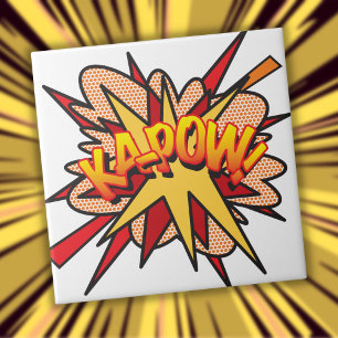 Carreau KA-POW Fun Retro Comic Book Pop art