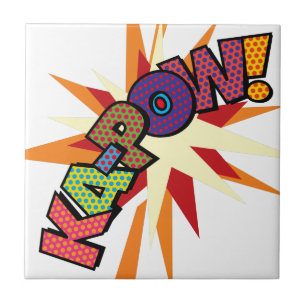 Carreau KA-POW Fun Retro Comic Book Pop Art