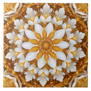 Carreau Kaleidoscope à flocon de neige doré